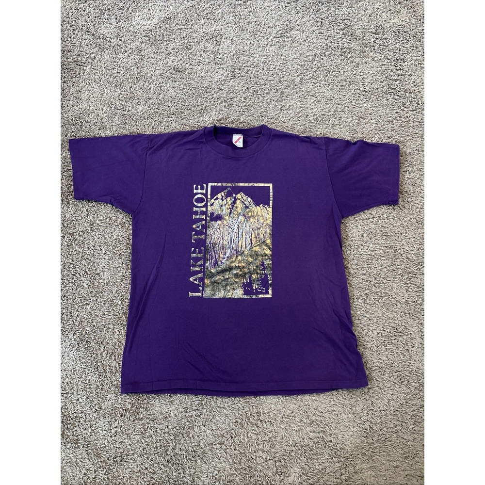 Lake Tahoe Shirt Women's Size XL Purple Short Sleeve Single Stitch